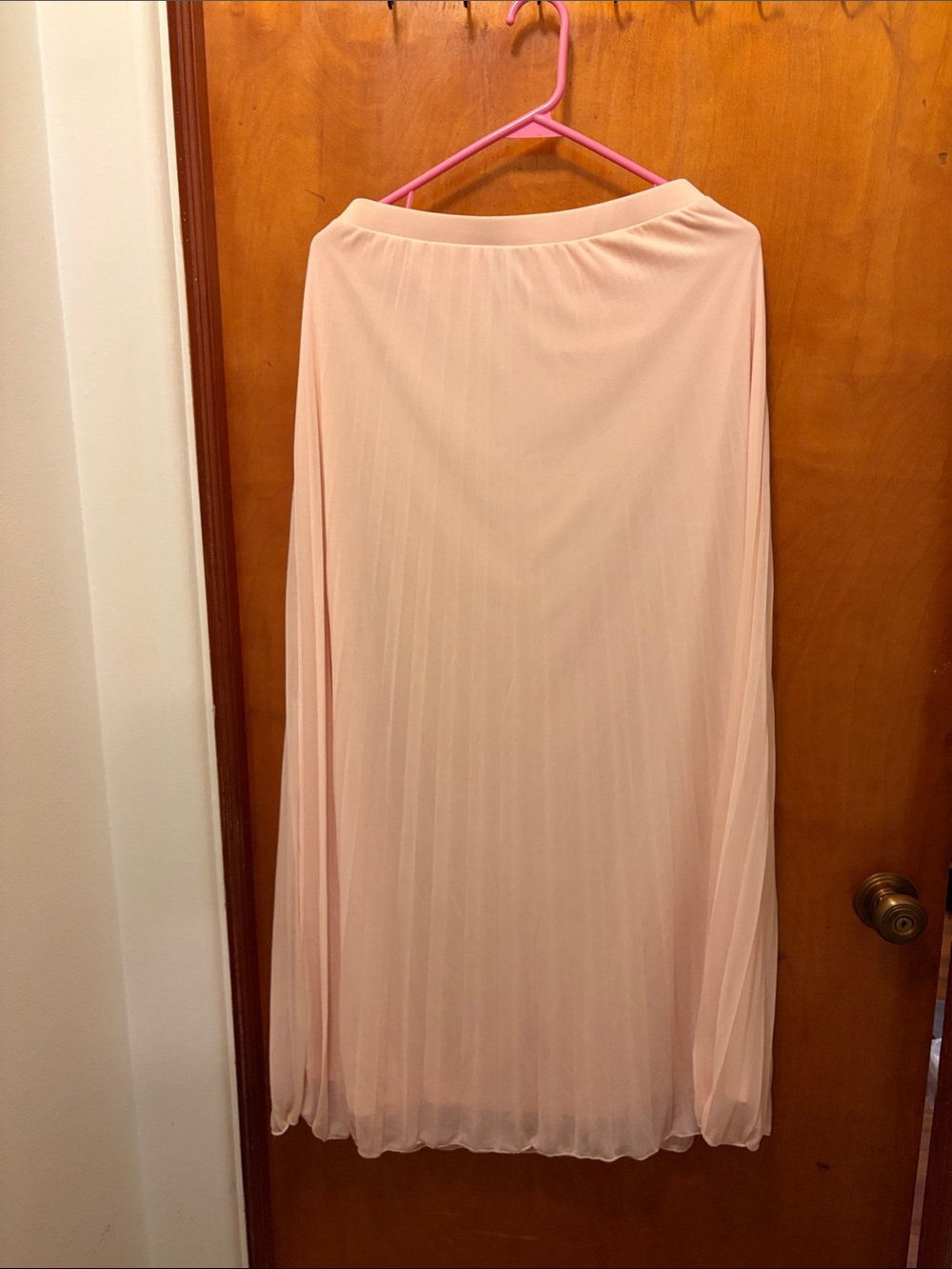Light Blush Pleated Maxi Skirt - Feminine Flow